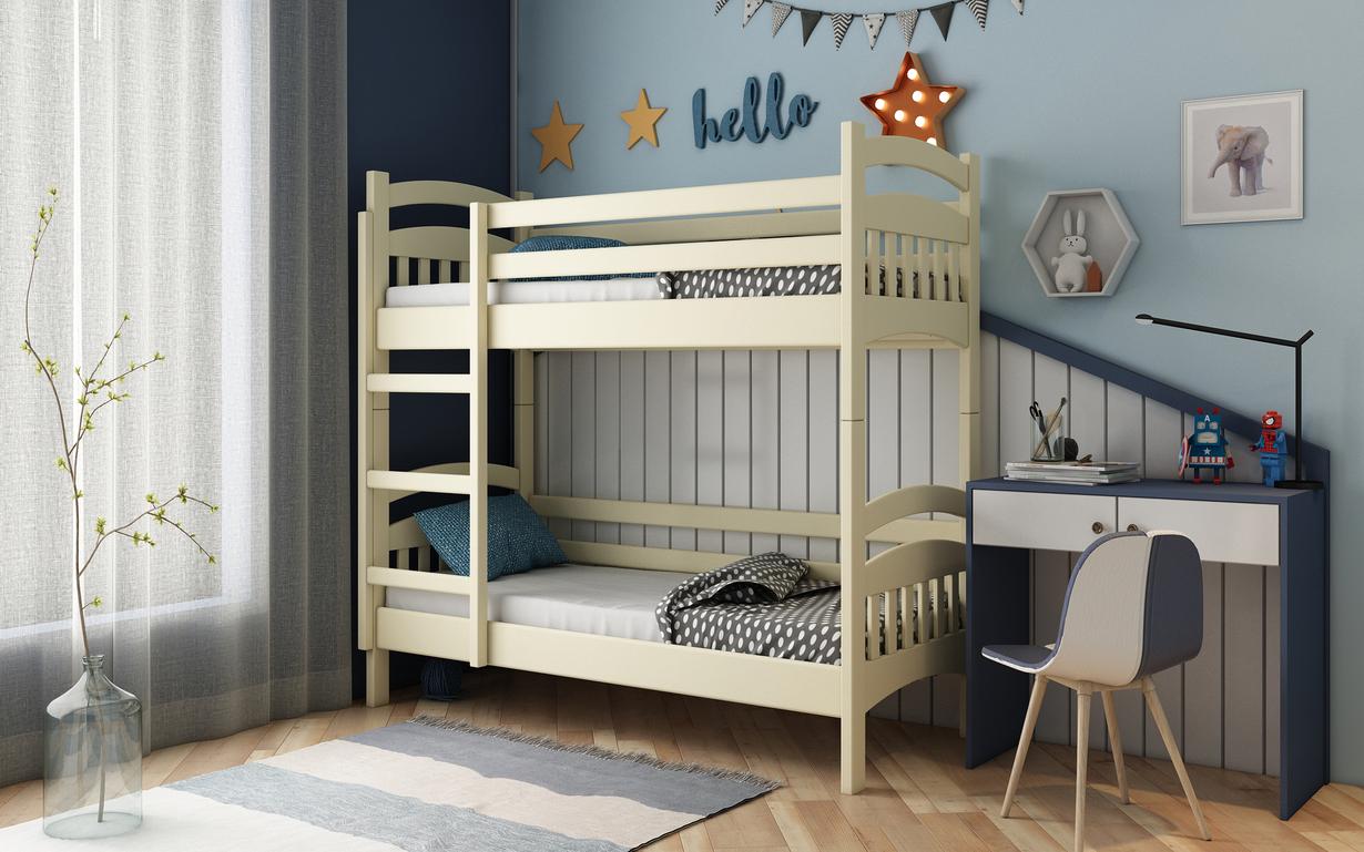 Кровать двухъярусная STEMMA Лакки без ящиков натуральное дерево сосна 90x200 см Айвори (52603)