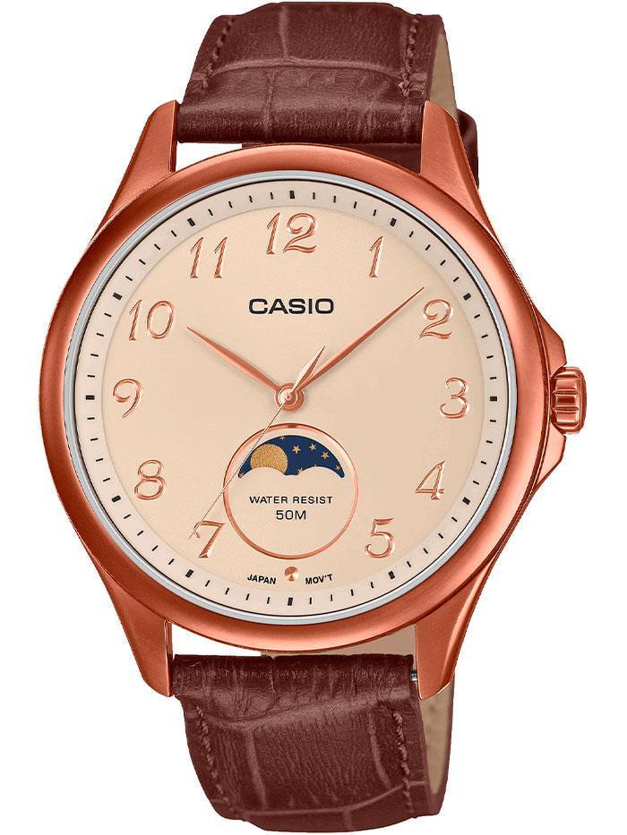 Мужские наручные часы Casio MTP-M110RL-5A Moon Phase Timeless Collection со стальным корпусом Желтый (2907526859)