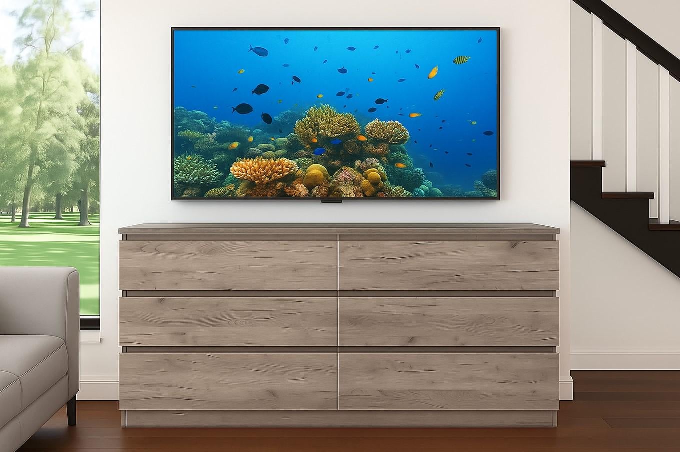 Комод современный Мастер Форм Брайт 1500х376х730 мм Дуб крафт серый (20081)