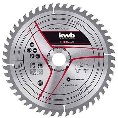 Диск пильный TCT KWB к торцевой пиле Einhell 216х30 мм 60 зубцов (588261)