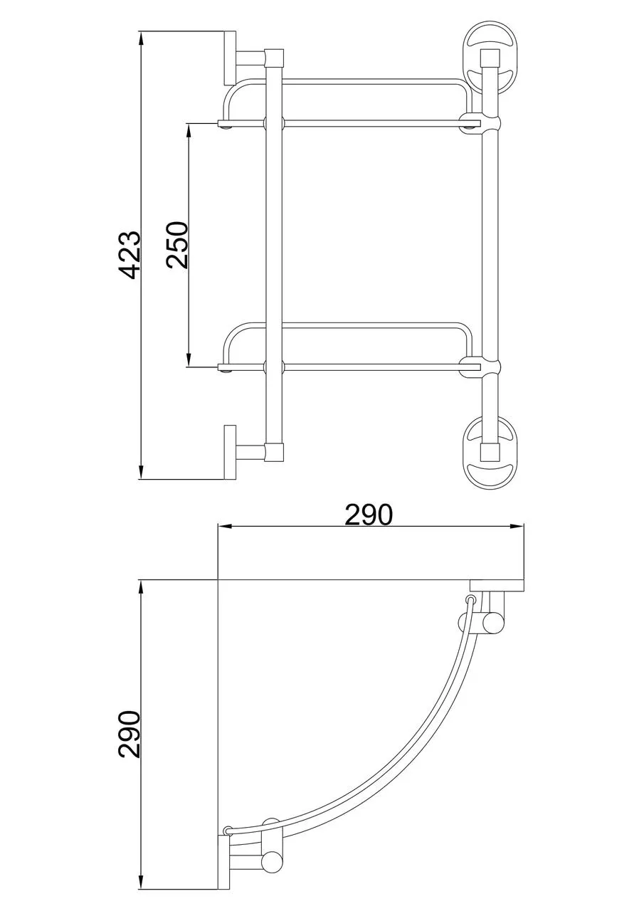 Полка угловая стеклянная Frap F1907-2 2-х ярусная 290х290 мм Хром (SQ-1037728) - фото 2