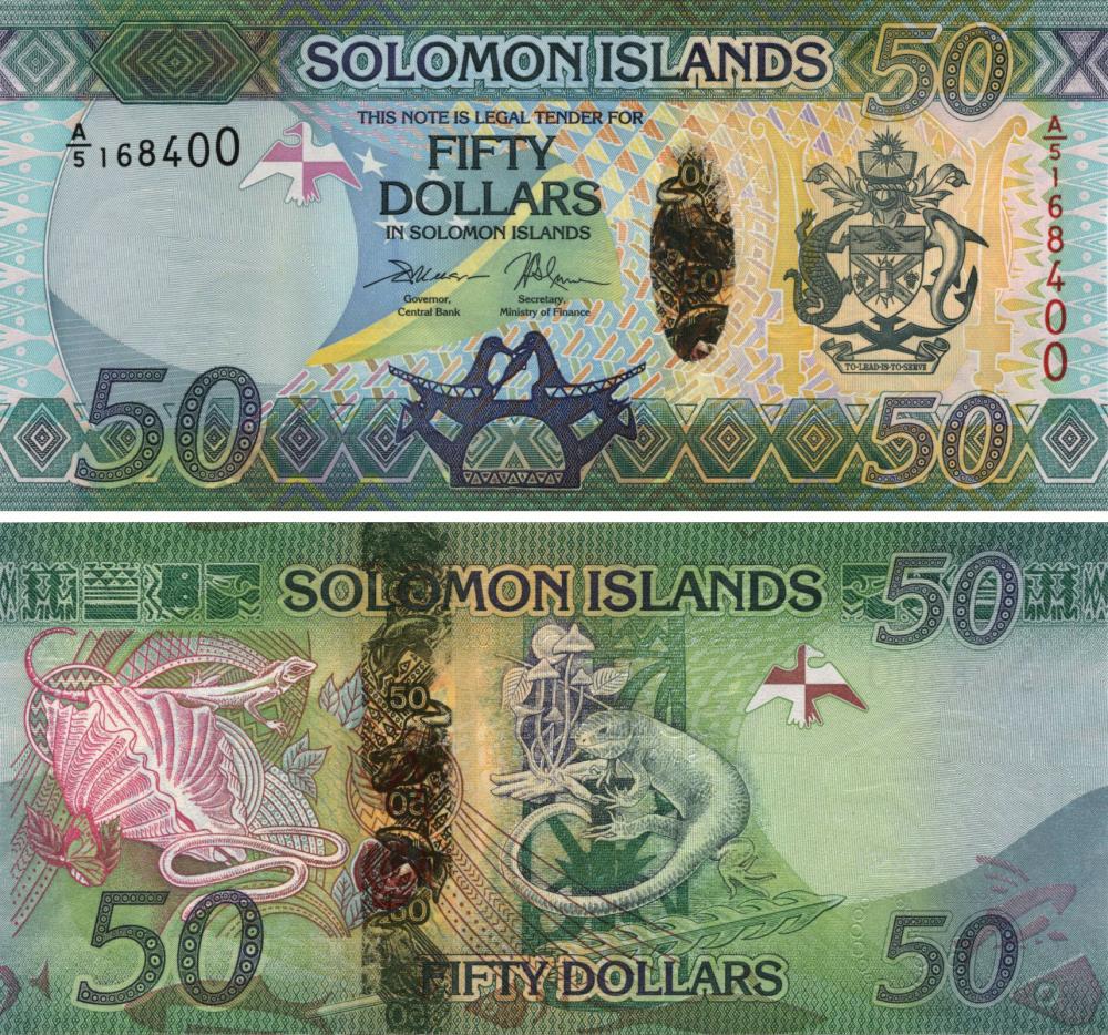 Колекційна банкнота Соломонові острови 50 доларів 2017 UNC Рептилії/Ящірки P35 (Б10506)