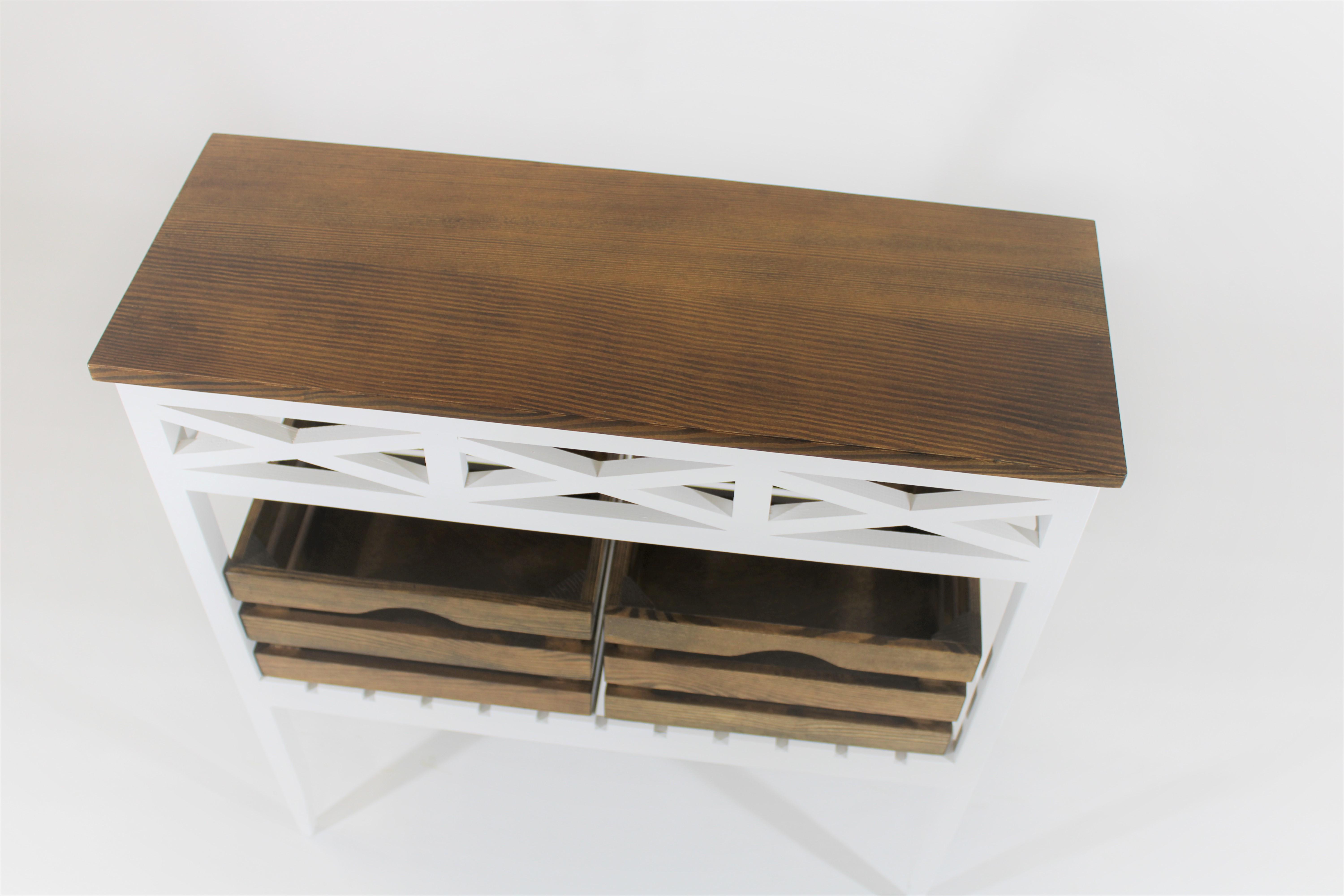 Консольний столик Древоделя Версаль 2К 77х70х26 см Біла емаль/Горіх (071324) - фото 3