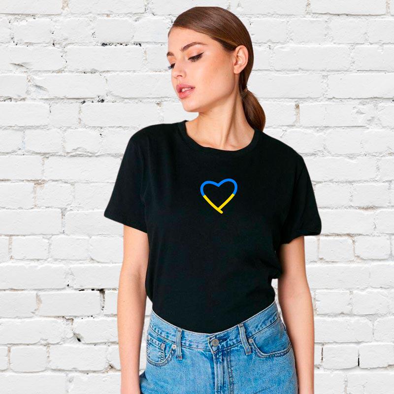 Футболка жіноча з вишивкою сердце M Чорний (399803-15-3)