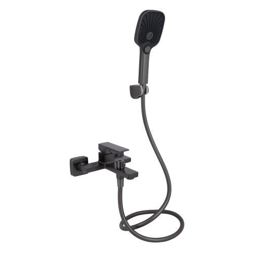 Смеситель для ванны Q-tap Gemini с душевой гарнитурой Gunmetal Black (QTGEM259GMB45684)