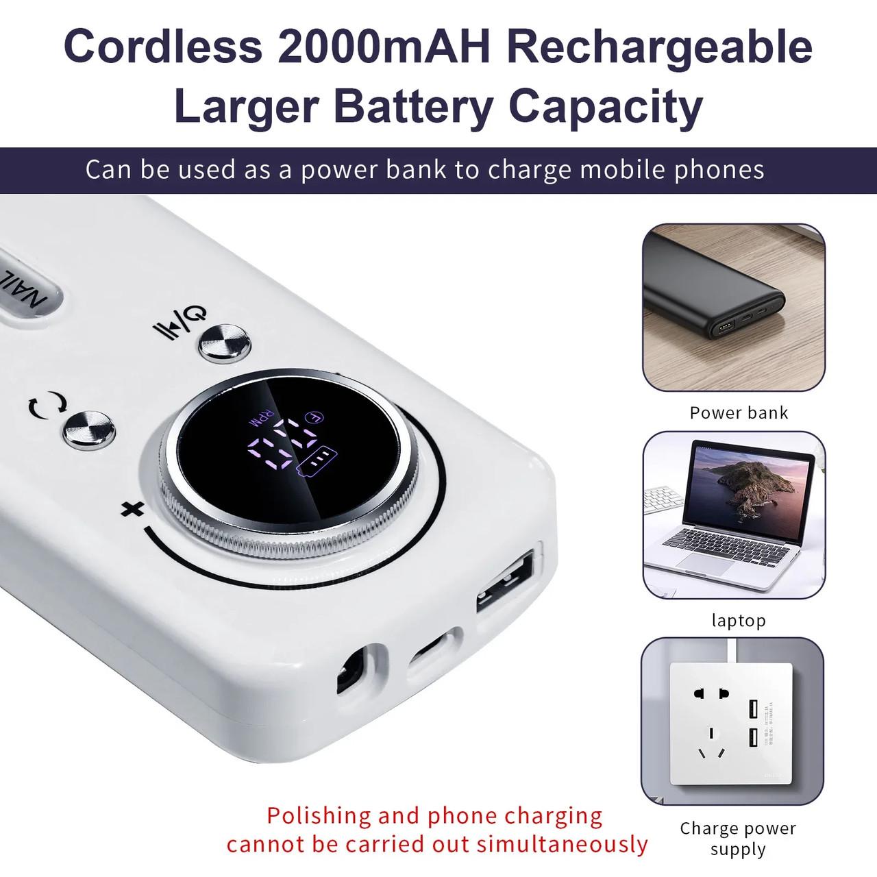 Фрезер для манікюру/педикюру портативний акумуляторний 6в1 45000 об/хв (2725871500) - фото 6 Фрезер для манікюру/педикюру портативний акумуляторний 6в1 45000 об/хв (2725871500) - фото 6