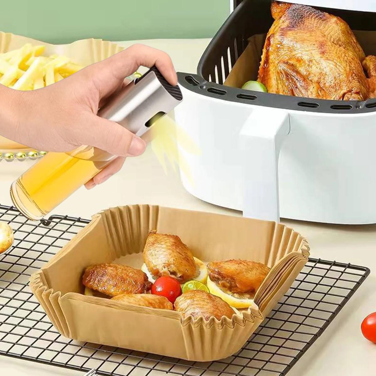 Форма пергаментна для аерогрилю мультипечі Kraft квадратна та розпилювач для олії 50 шт. 20х4,5 см - фото 3