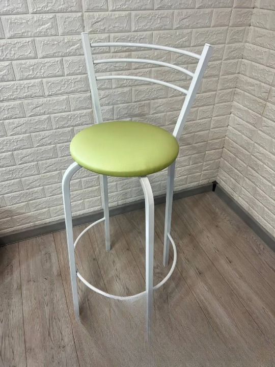 Барний стілець металевий 35х107 см Салатовий/Білий (28373945)