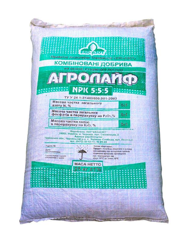 Удобрение не гранулированное Агролайф 5:5:5 25 кг (1184846305)