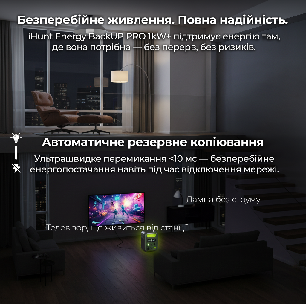 Электростанция iHunt Energy BackUp PRO 1KW+ 1024 Wh 1200 W чистая синусоида UPS - фото 16