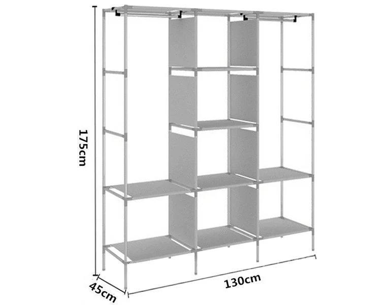 Шафа текстильна розкладна Storage Wardrobe 88130 на 3 секції 130х45х175 см Сірий - фото 2