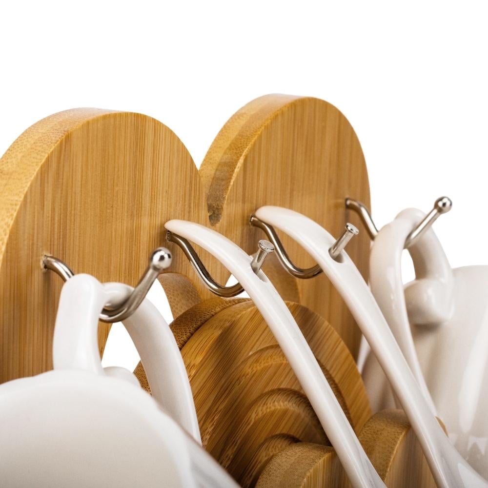 Набор кружок Elisey Сердце с бамбуковой подставкой 15 см Белый (99-81-9184-010) - фото 2