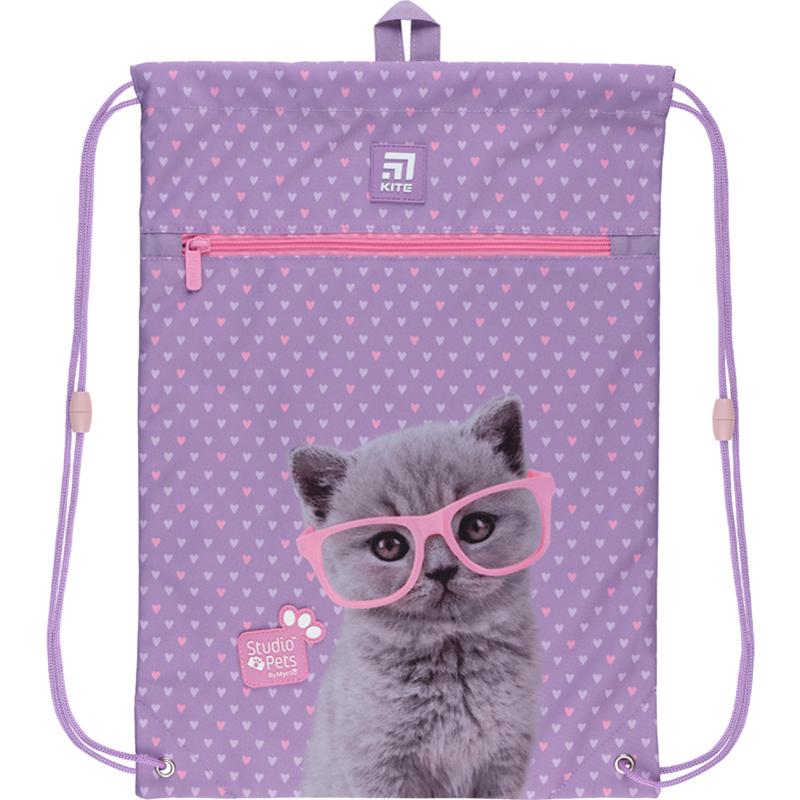 Сумка для обуви с карманом KITE Education Studio Pets 46x33 см Фиолетовый (SP22-601M-2)