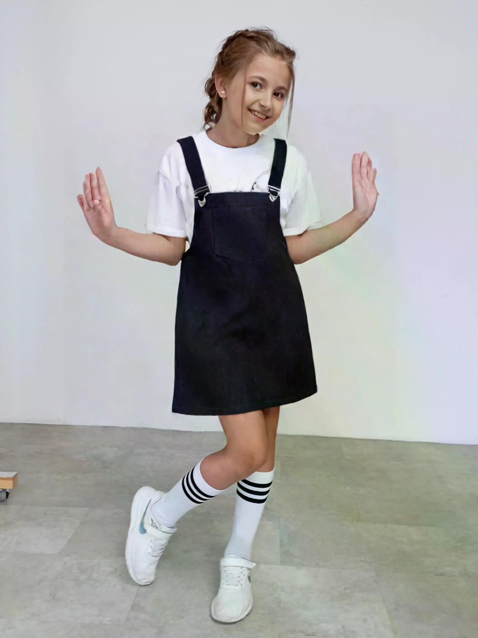 Сарафан вельветовый детский ТМ Ластівка 23_5006 140-146 см Темно-синий