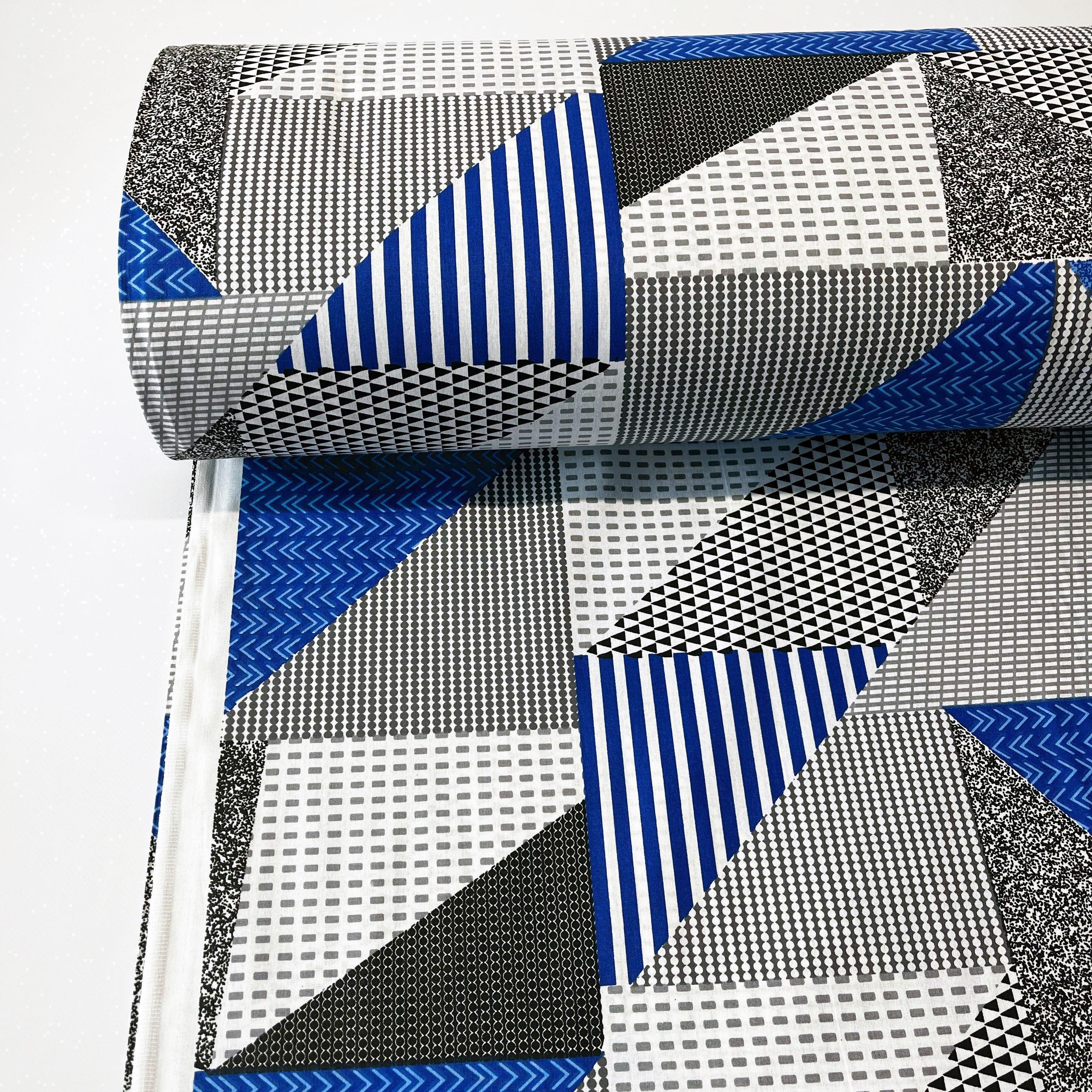 Ткань для постельного белья ранфорс геометрия синие штрихи 240 см (5622/12 00797)