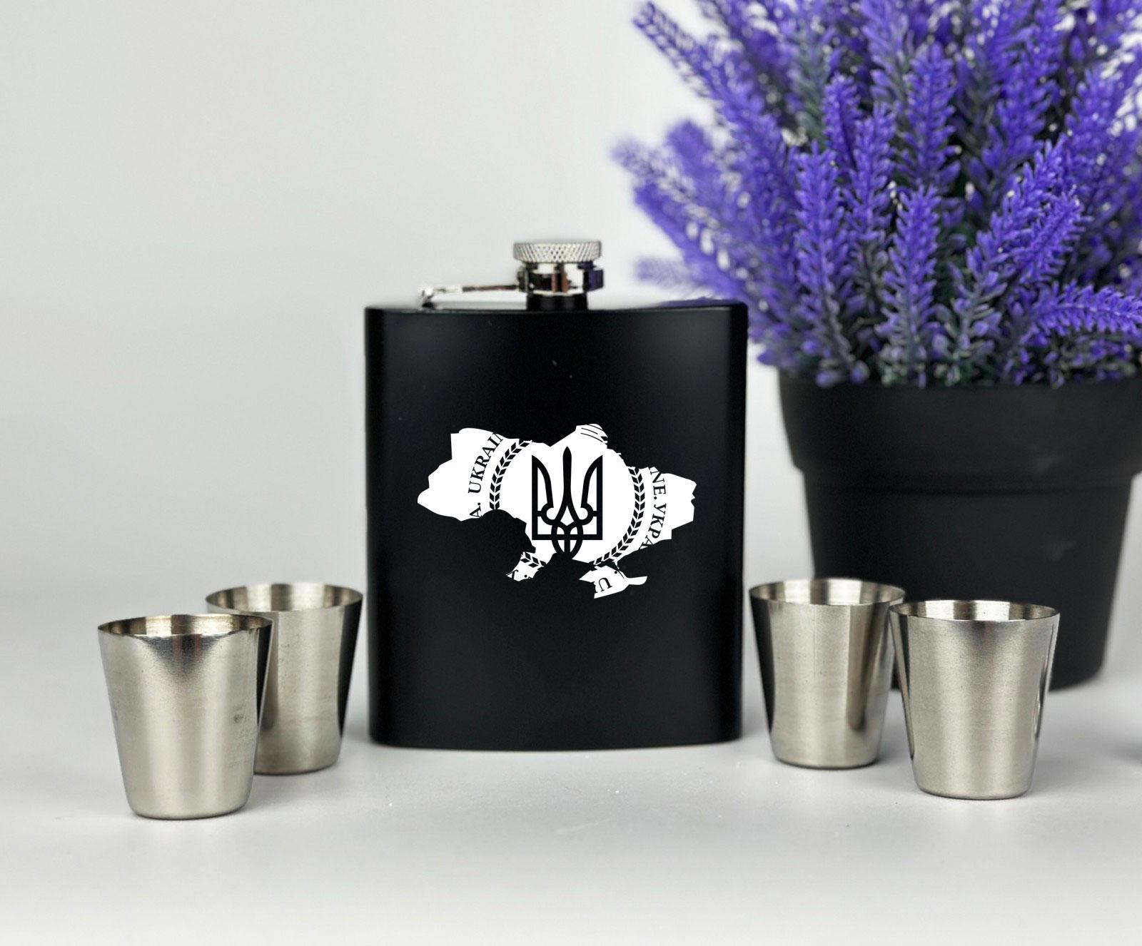 Подарочный набор Карта Украины фляга с рюмками (12776172)
