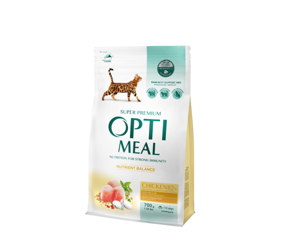 Корм сухой для взрослых кошек Optimeal Chicken с курицей 700 г Корм сухой для взрослых кошек Optimeal Chicken с курицей 700 г