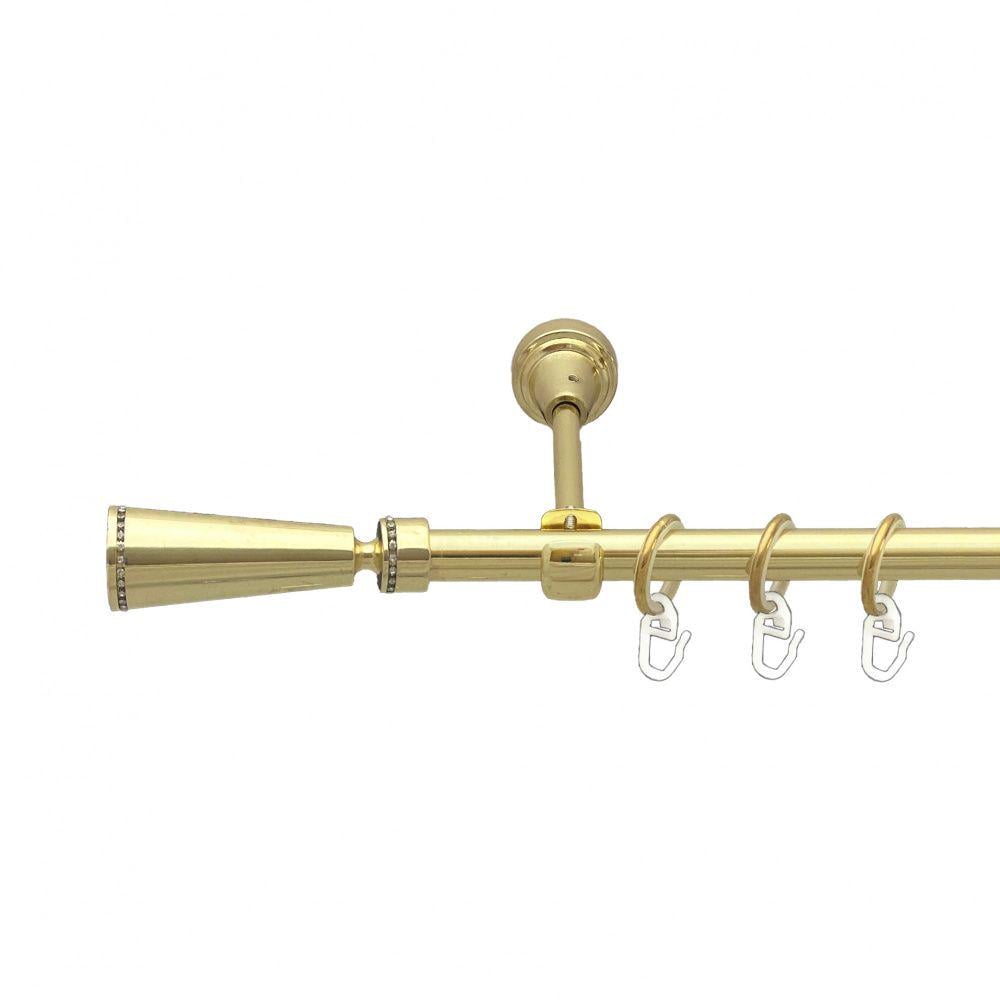Карниз металевий Orvit Меркурія однорядний відкритий/гладка труба/кільце металеве Золото 16 мм 240 см (00-00014105)