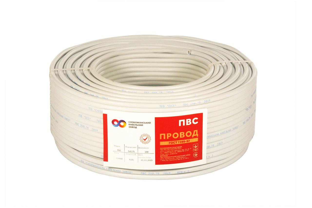 Провод СКЗ ПВС 2х0,75 мм2 медный - фото 1