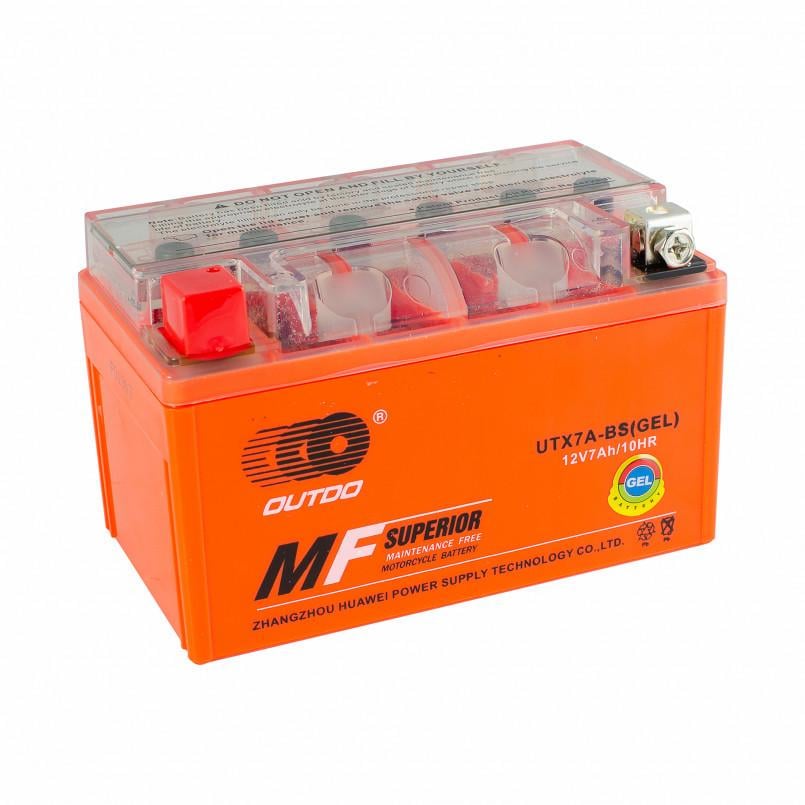 Аккумулятор гелиевый Outdo UTX7A-BS GEL для скутера и мопеда 12V 7Ah Orange