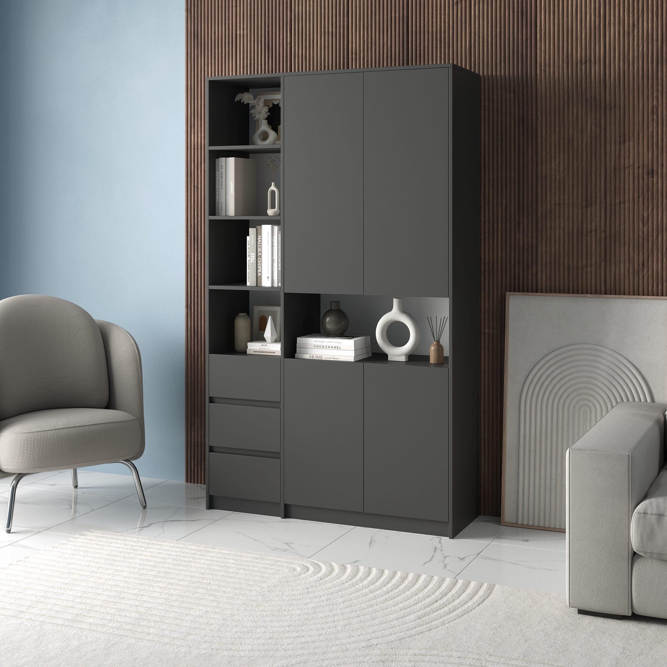 Шафа з відкритими полицями та ящиками Антрацит (380418)