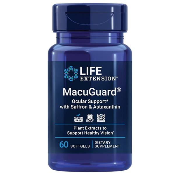 Комплекс для профилактики зрения Life Extension MacuGuard Ocular Support with Saffron & Astaxanthin 60 Softgels