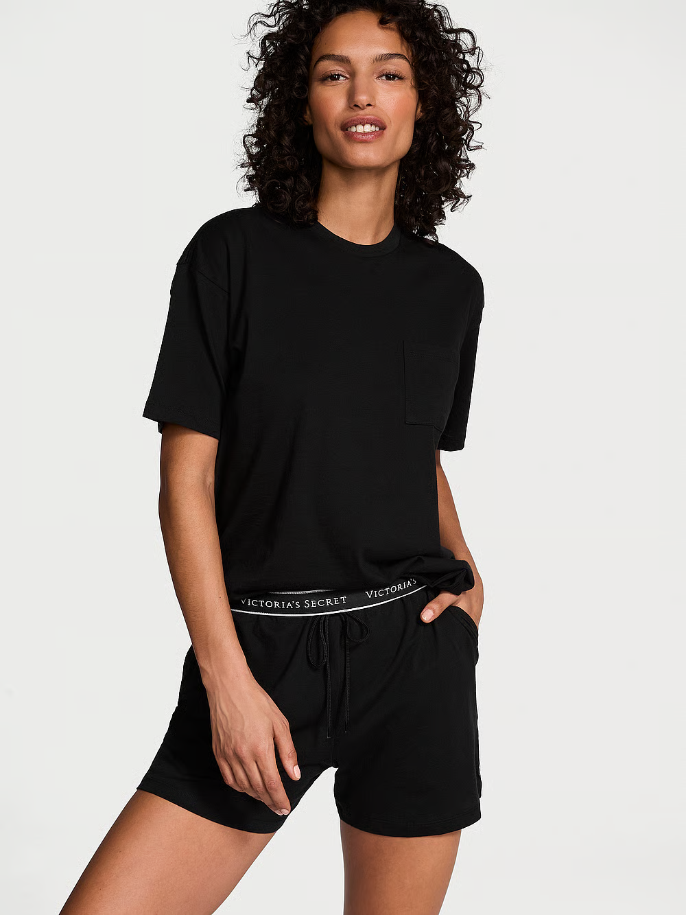 Піжама жіноча Victoria's Secret 100% Cotton Short Pajama Set бавовняна S Чорний (24983089)