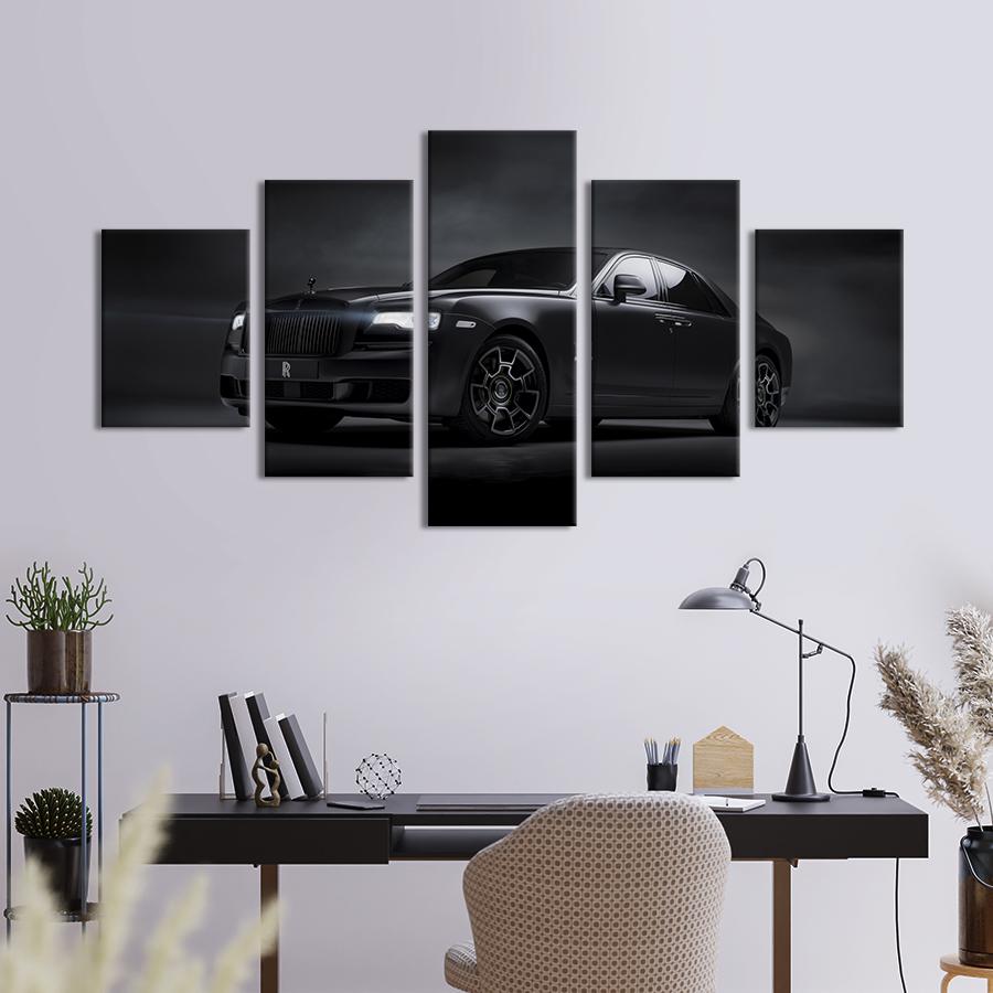 Картина на холсте Авто Rolls-Royce Ghost чёрного цвета 187x94 см (1393-52)