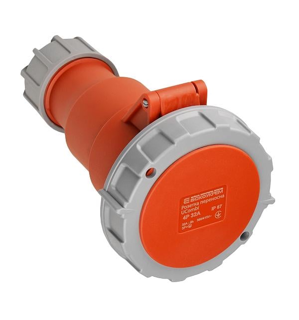 Силовая розетка АСКО-УКРЕМ UCombi 3P+PE 32А 415 В переносная полиамид IP67 Красный (A0080010126)