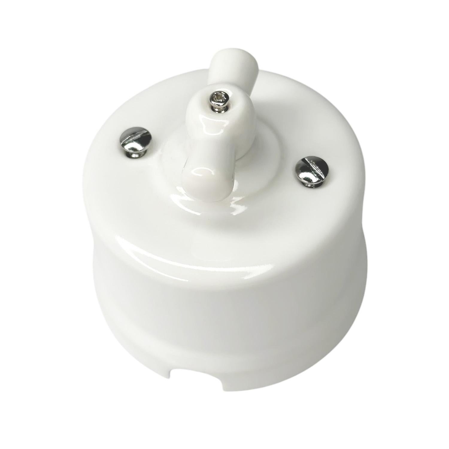 Выключатель ретро керамический Keruida 1-клавишный без рамки Белый