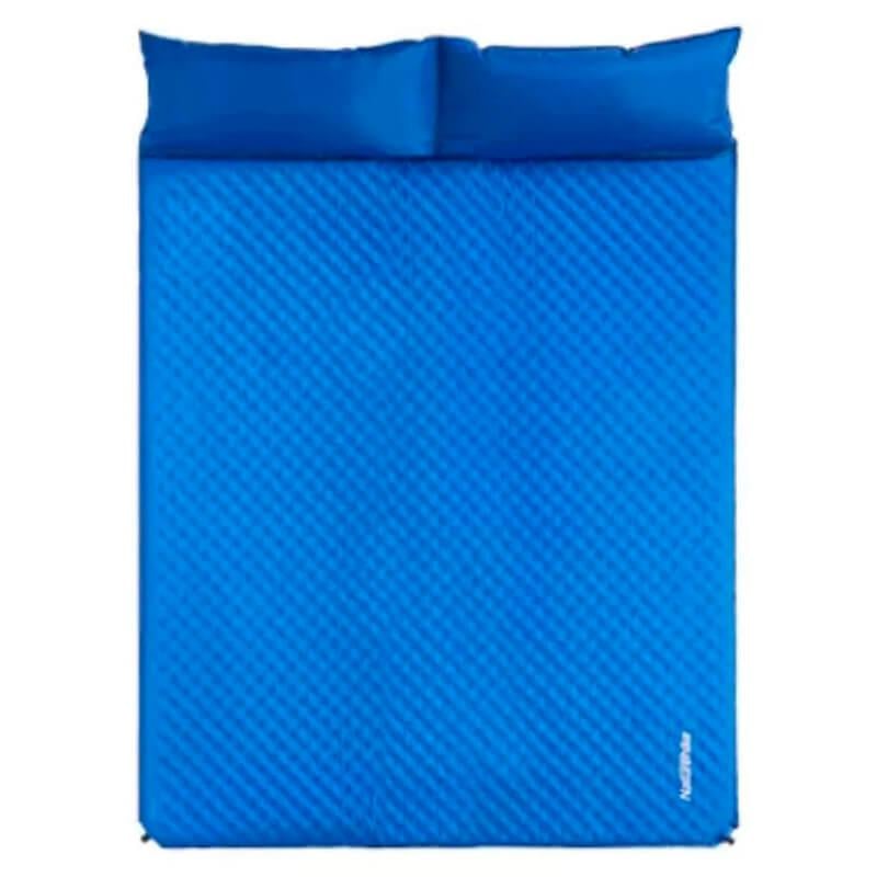 Самонадувной коврик двухместный с подушкой Naturehike NH18Q010-D 25 мм 185 см Синий (6927595784457)