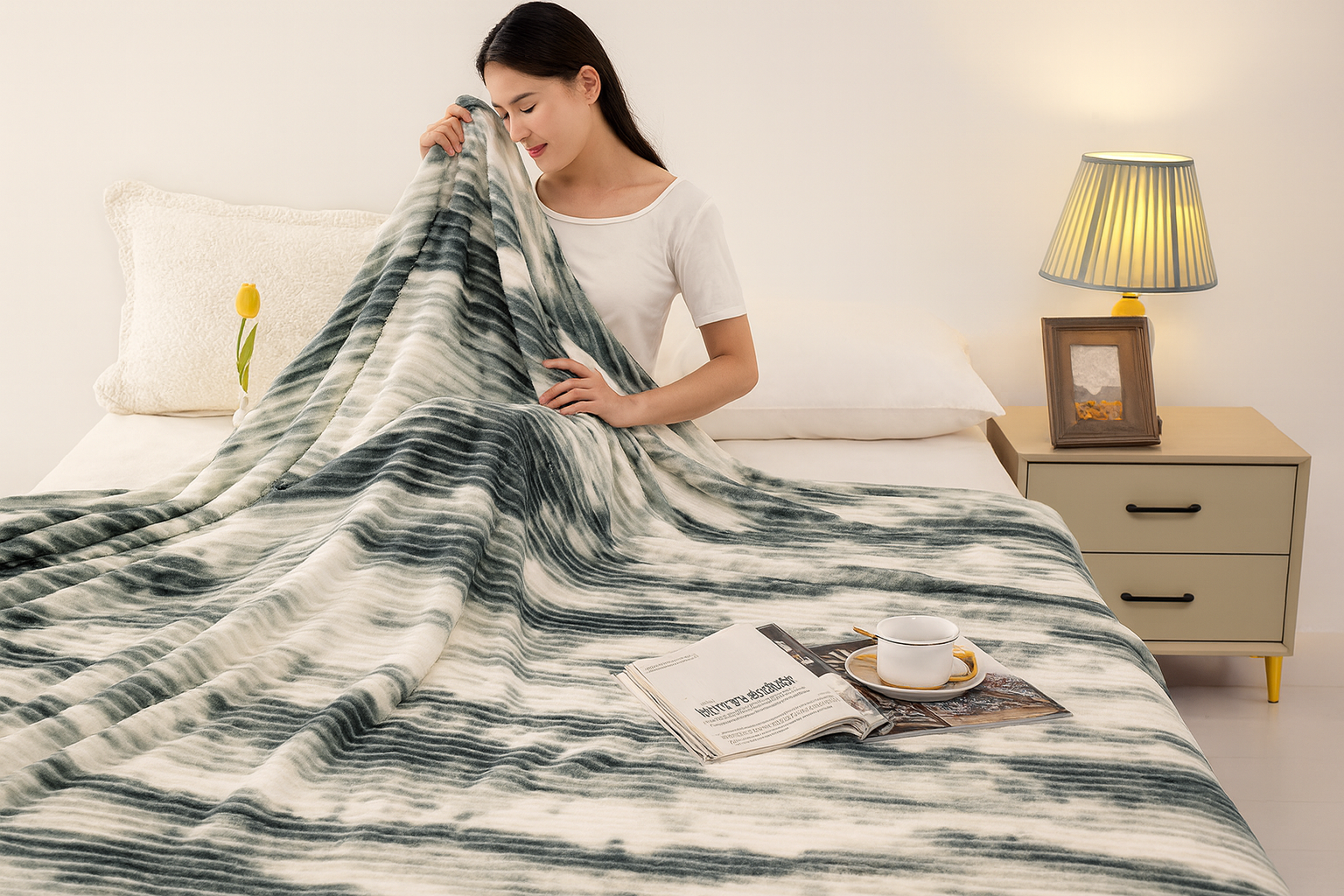 Плед флисовый полуторный Волна 160х210 см Серо-бежевый (F-1-106-80/beige) - фото 1 Плед флисовый полуторный Волна 160х210 см Серо-бежевый (F-1-106-80/beige) - фото 1