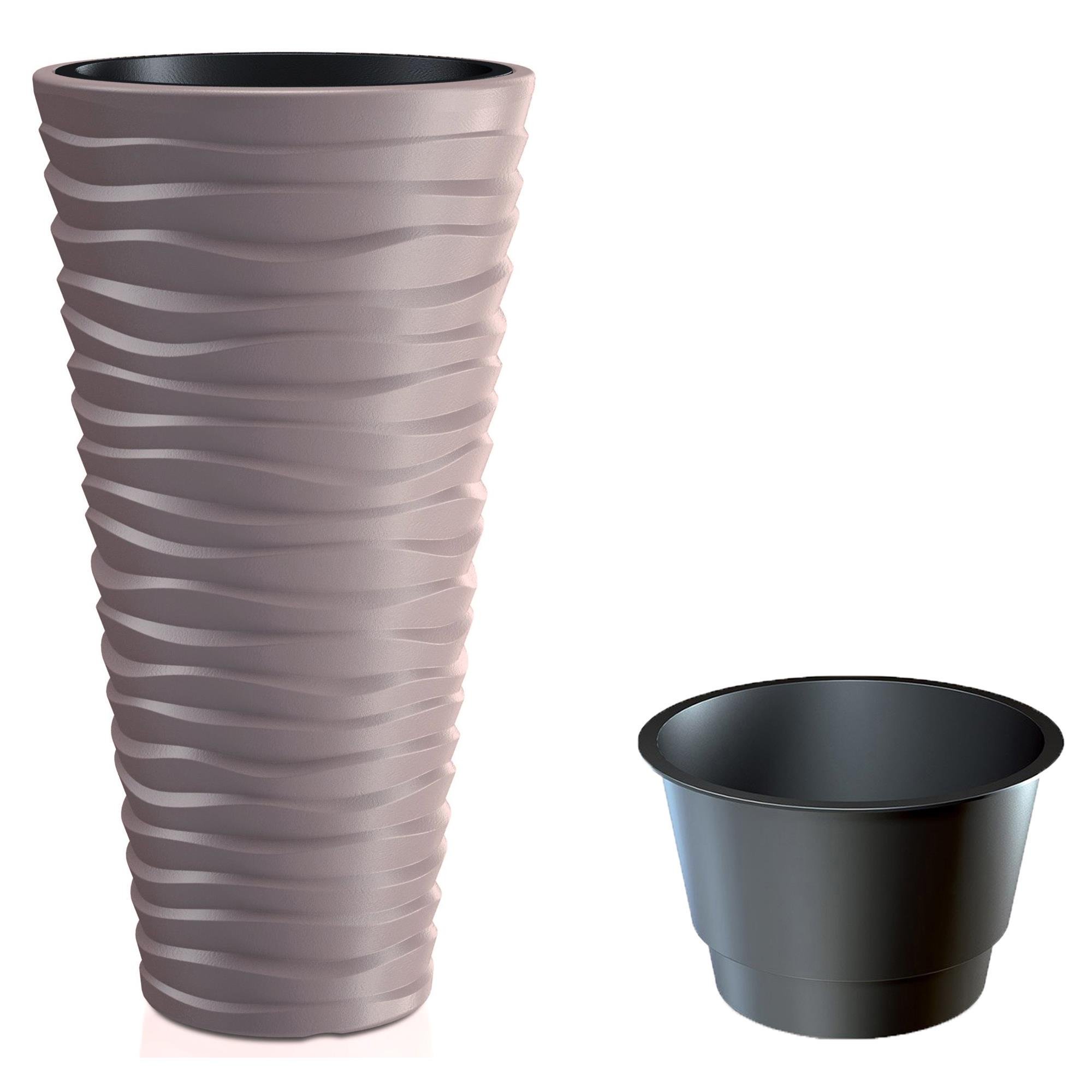 Горшок для цветов Prosperplast Sand высокий с вкладышем 2в1 40х40х75 см Мокка (79621-7529)