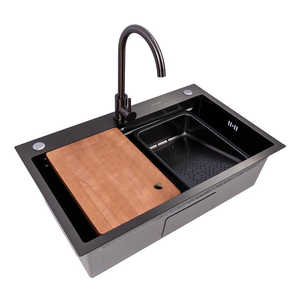 Мойка кухонная Valeso PVD Work station CM 75х46B 3.0/0.8 Черный