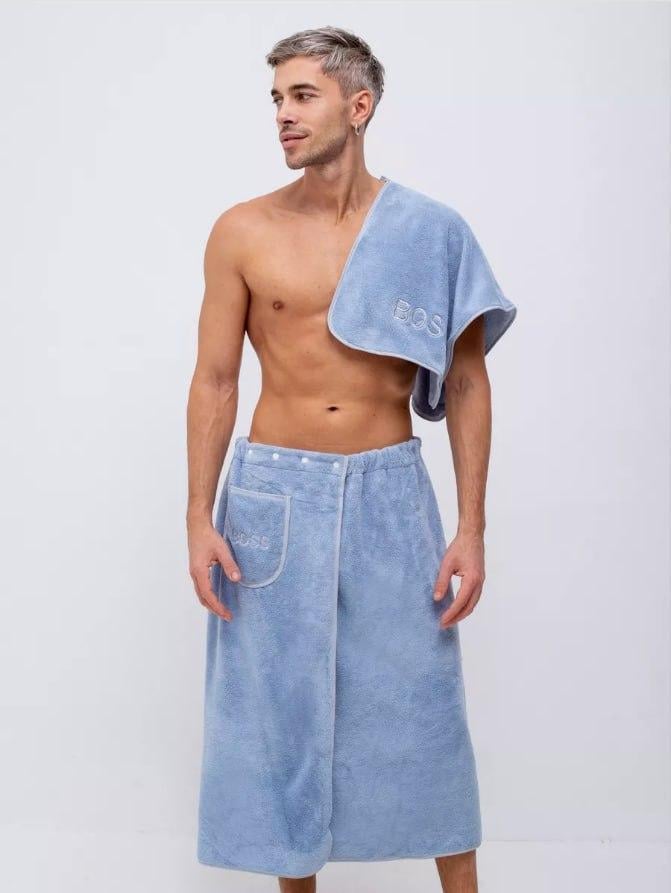 Набор в сауну для мужчин 85х150 Синий (П4К-novo-m-sauna-004)