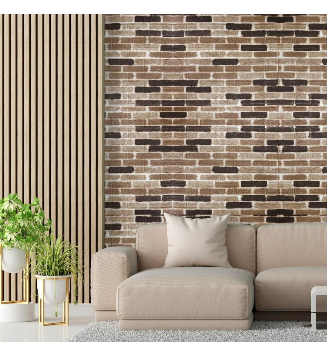 3D-панель декоративная под екатеринославский кирпич самоклеющаяся 700x770x3 мм Коричневый (346-3) - фото 5