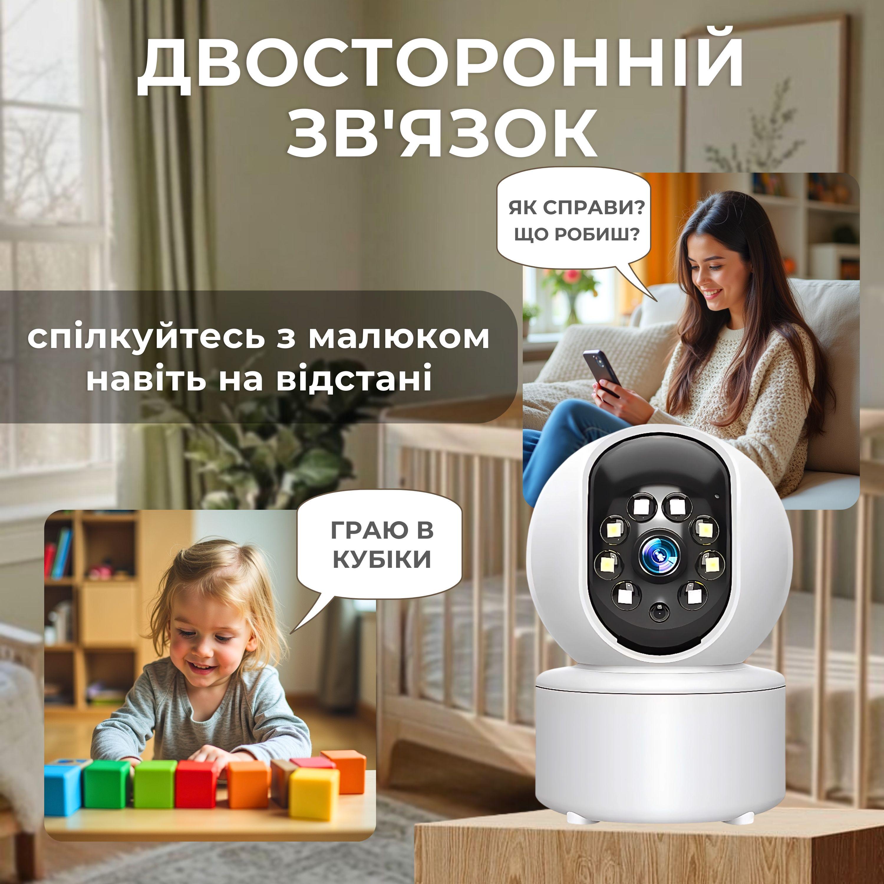 Відеоняня поворотна нічне бачення з датчиком руху (22825803) - фото 6