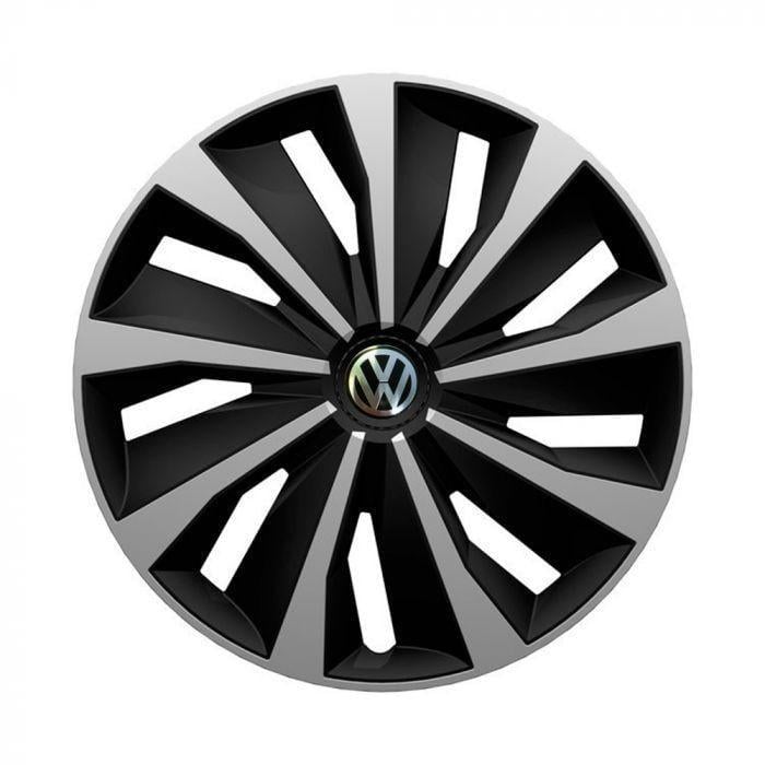 Колпаки для колес 4 Racing Grip R13 с логотипом Volkswagen 4 шт. Silver/Black - фото 1