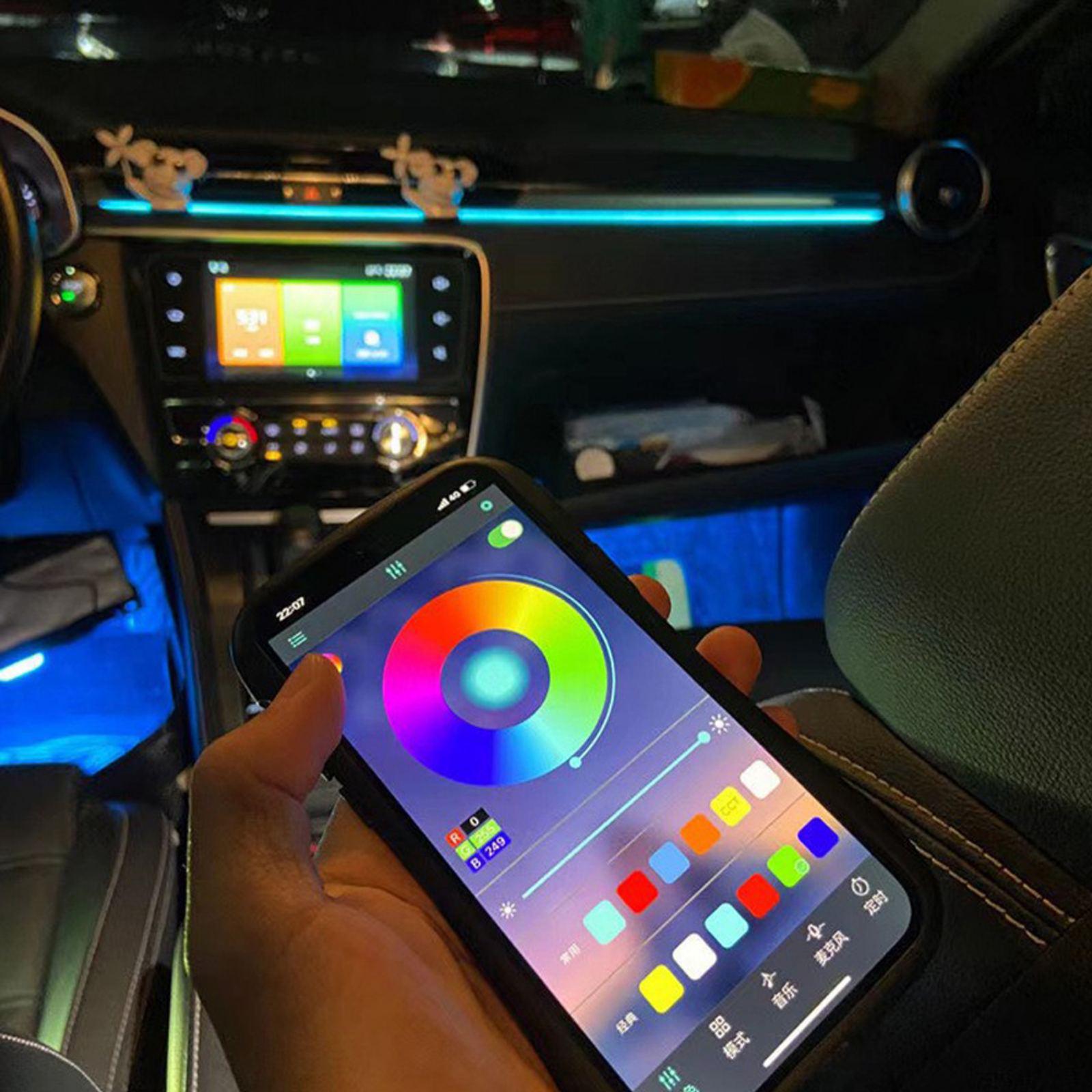 Підсвітка автомобільна в салон Ambient Rgb багатобарвна стрічка в торпеду з пультом 110 см/25 см (4589) - фото 5