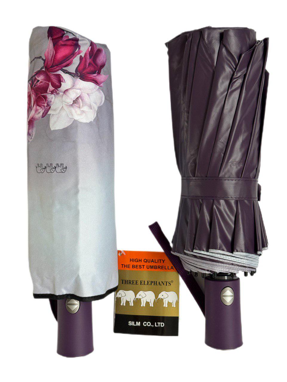 Парасолька-автомат жіноча Три Слона з квітами та однотонним куполом 16 спиць антивітер Фіолетовий (7569/2) - фото 4 Парасолька-автомат жіноча Три Слона з квітами та однотонним куполом 16 спиць антивітер Фіолетовий (7569/2) - фото 4