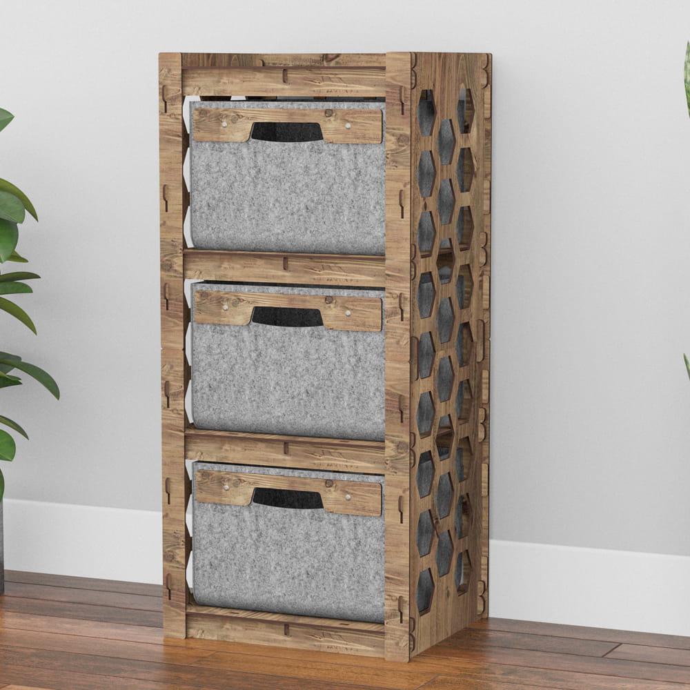 Комод для игрушек деревянный Hexagonica Honeycomb на 3 ящика серые корзины 900х413х345 мм (111217) - фото 4 Комод для игрушек деревянный Hexagonica Honeycomb на 3 ящика серые корзины 900х413х345 мм (111217) - фото 4