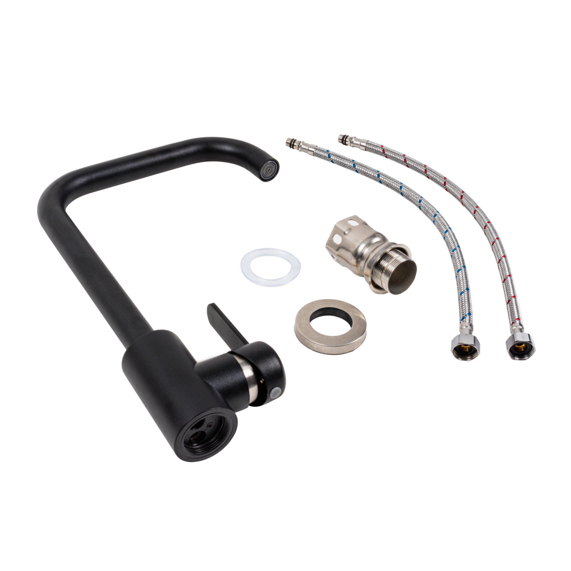 Змішувач кухонний Platinum KT 11 Чорний матовий (3008B-FH) - фото 2