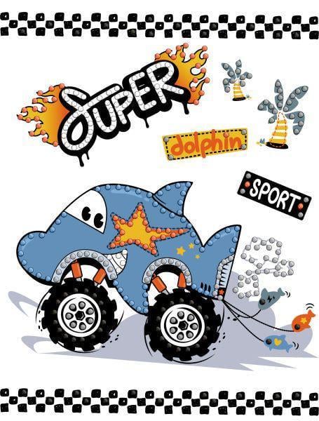 Алмазная мозаика с частичной выкладкой Ideyka Машина-дельфин 15х20 см (Id-AMV1231)