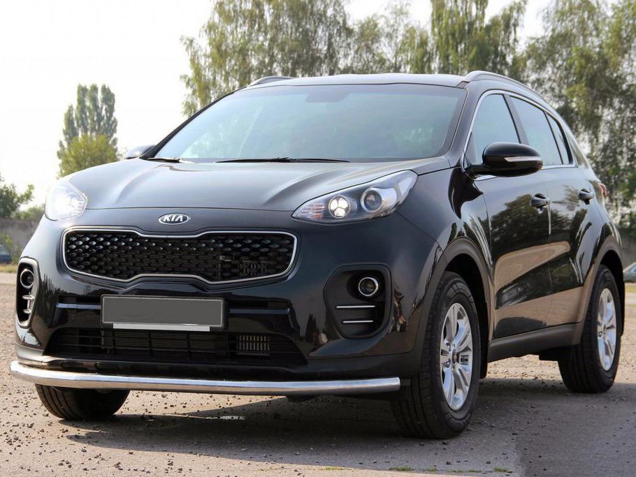 Передняя защита ST008 CAN для Kia Sportage 2015-2021 гг. нержавеющая сталь Хром