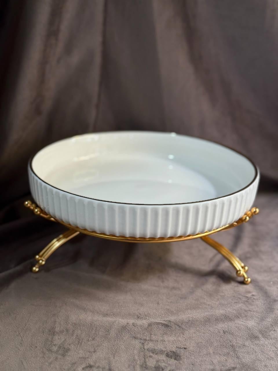 Фруктовница Yiwu LB-1572G фарфоровая 25,5 см Белый с золотым (33393117)