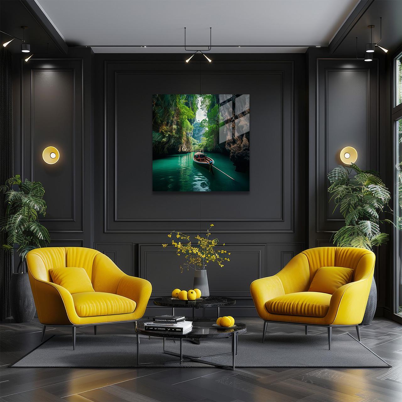 Картина на стекле NovellaPrint Река в джунглях 70х70 см (575.2)