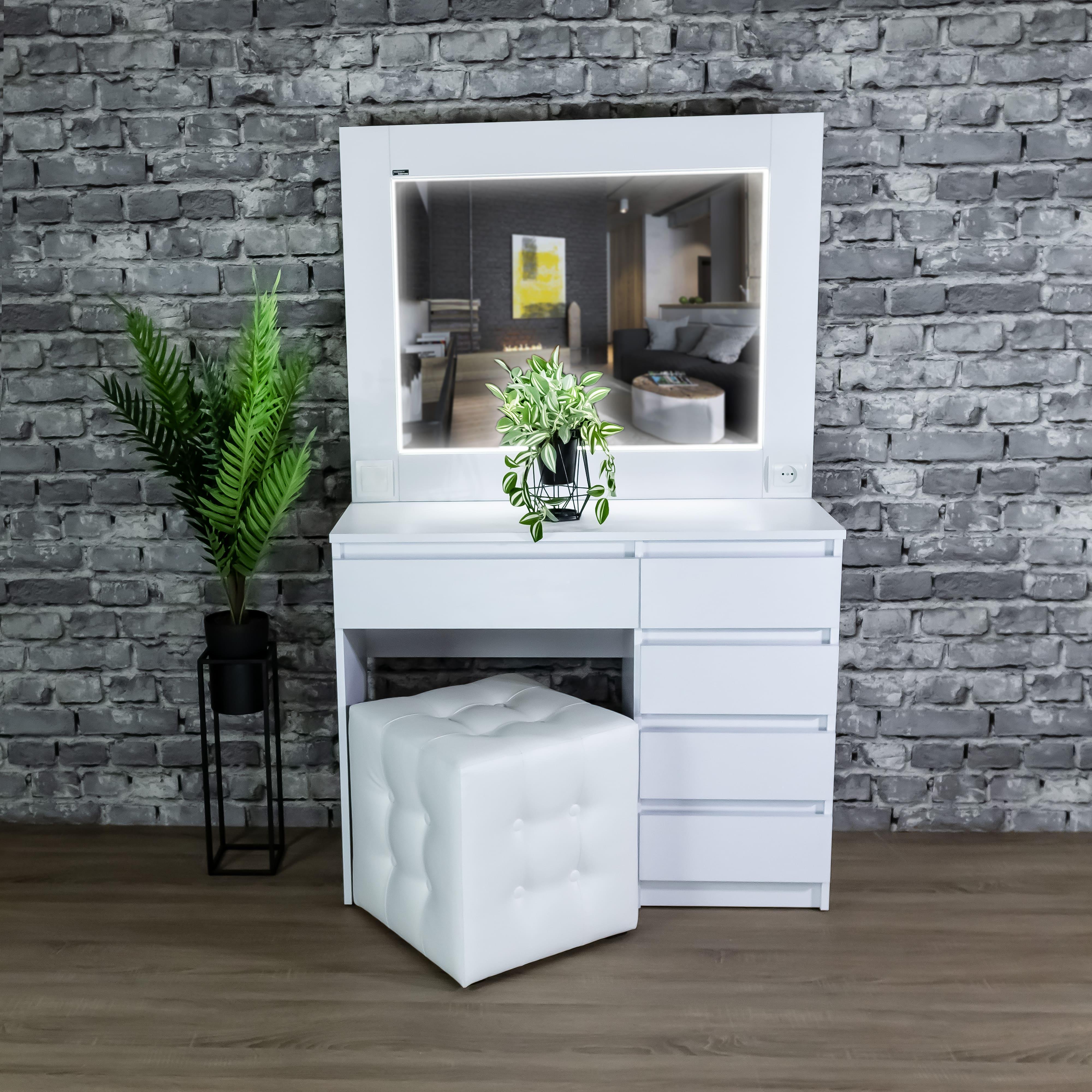 Стіл макіяжний з підсвіткою та шухлядками 160х100х40 см Білий (03/02) - фото 6 Стіл макіяжний з підсвіткою та шухлядками 160х100х40 см Білий (03/02) - фото 6