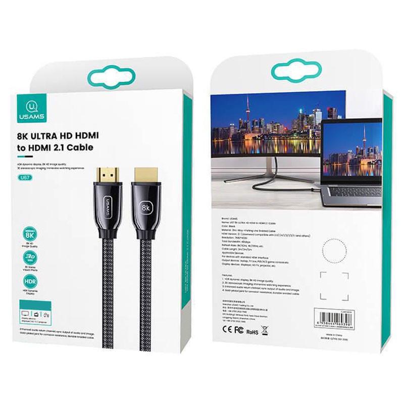 Кабель Usams US-SJ498 U67 HDMI 8K Ultra HD to HDMI 3 м Black - фото 3