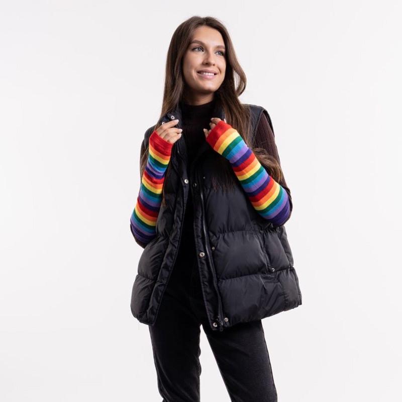 Мітенки по лікоть у смужку Райдужний (61420) - фото 5