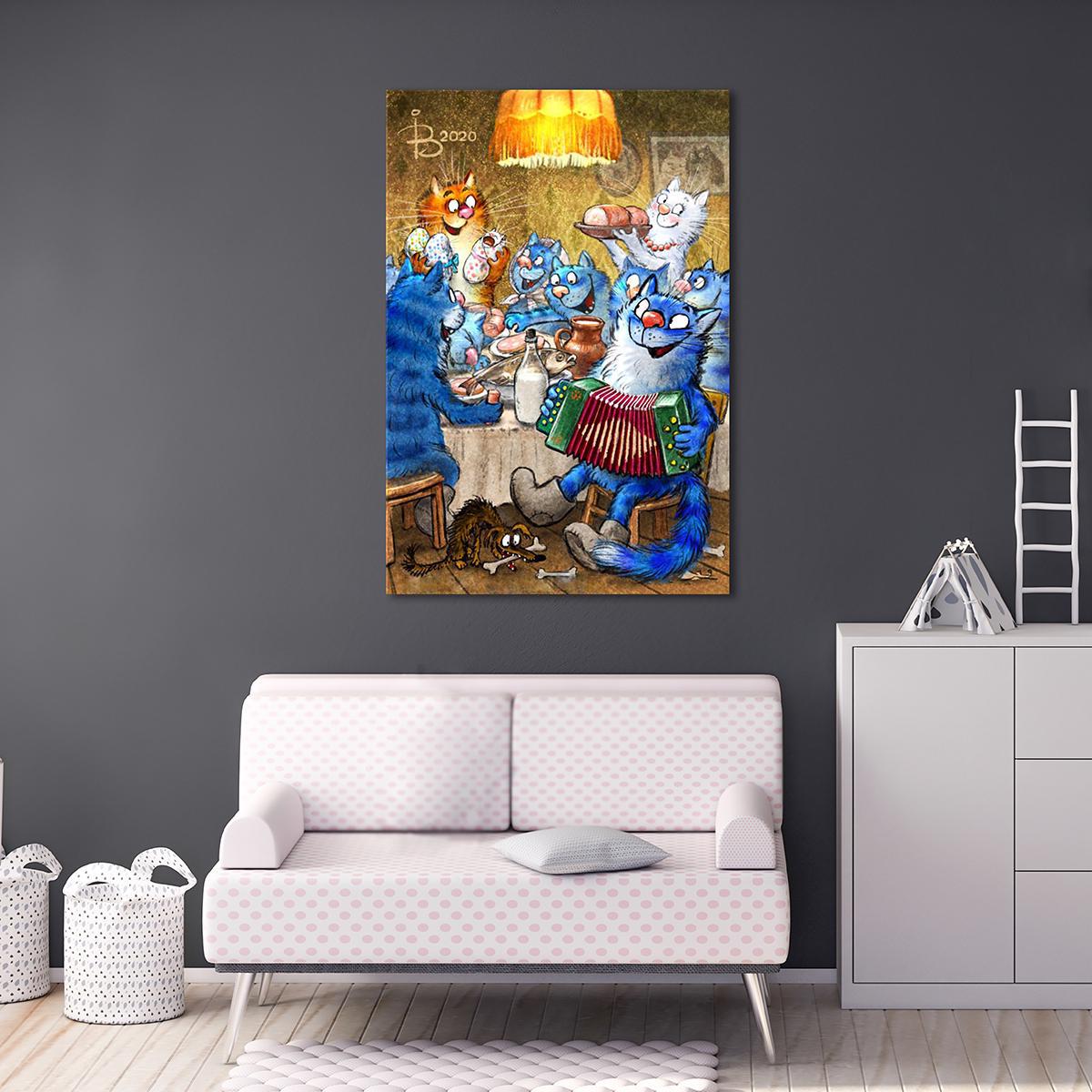 Модульная картина Полный стол гостей 1 модуль 50x75 см